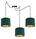 Light-Home Milan Spider Hängelampe - Hängeleuchte in Spinnenform - Deckenlampe – Spinne Lampe mit 3 Kopf - Hängeleuchte aus Metall und Stoff - E27 - Grün und Gold