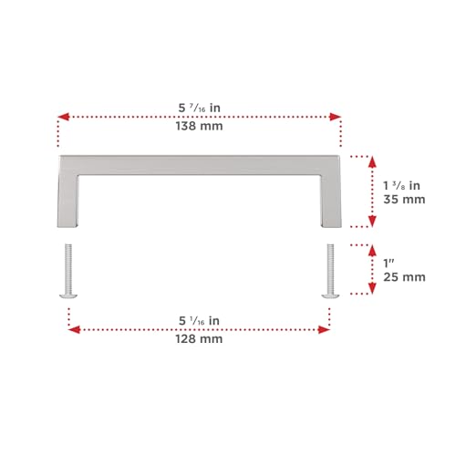 Image of Richelieu Lambton 5 1 /16-inch (128 mm) Brushed Nickel Cabinet Pull Handle