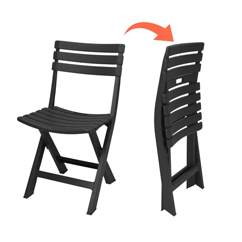 Spetebo Kunststof klapstoel, 80 x 45 cm, antraciet, tuin- en balkon, bistrostoel, inklapbaar, tuinstoel, campingstoel, outdoor, klapstoel voor tuin, balkon, terras - Afbeelding 5