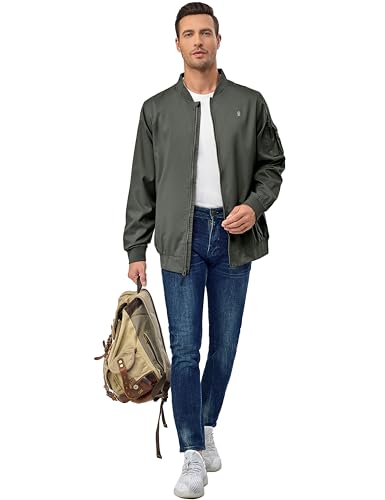 Image of Little Donkey Andy Men's Lightweight Bomber Jacket Causal Fashion Flight Windbreaker Fall Spring Outdoor Coat