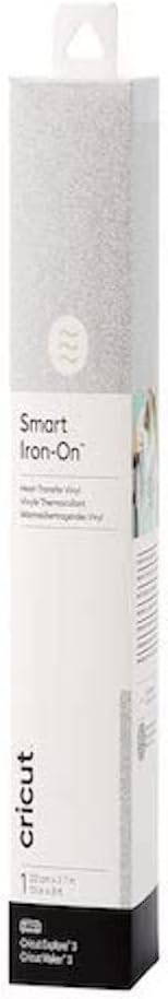 Cricut Smart Iron-On Heat-Transfer Vinyl | 1 sheet | 33cm x 2.7m | Glitter Silver, 2,7m (9ft), Set de 2.7 Pièces