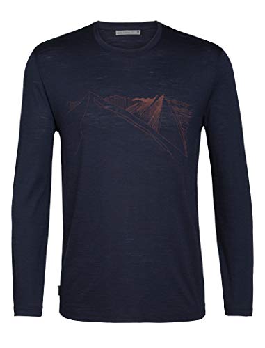 Icebreaker Merino Mens Spector Long Sleeve T-Shirt Peak in Reach, Midnight Navy, Large