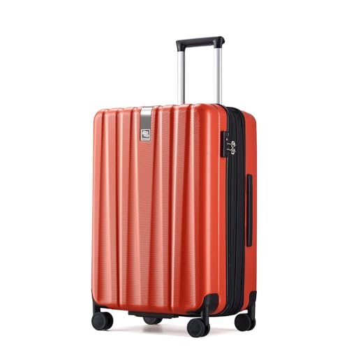Image of Hanke 24 Inch Expandable Checked Luggage Lightweight PC Hard Case Luggage Suitcases with Wheels TSA Luggage Rolling Large Suitcase Travel Luggage Bag for Go to University(Orange)