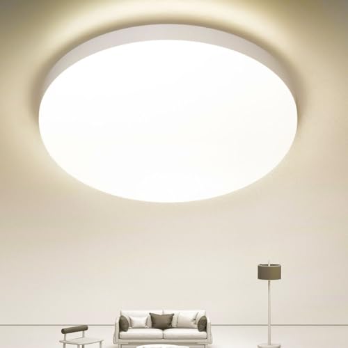 MGEELED Deckenlampe LED Deckenleuchte, 36W 4000K 4300LM IP44 Wasserfest Rund Flach Badlampe Decke Modern Schlicht Lampe Ultra Dünn für Badezimmer Küche Wohnzimmer Keller Schlafzimmer Flur Ø23CM