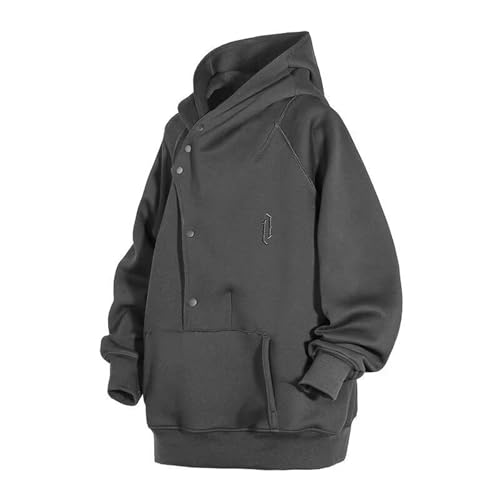 Men's Retro High Neck Hoodie Sweatshirt Loose Fit Streetwear Hip Hop Pullover Casual Long Sleeve Hooded Jacket2