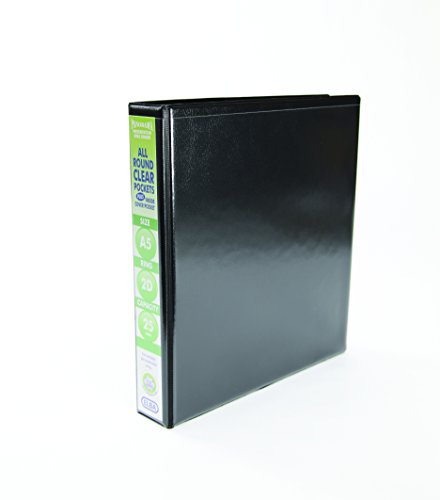 Elba A5+ Panorama 2 D-Ring Presentation Binder, 25 mm Capacity, 40 mm Spine - Black, Pack of 6