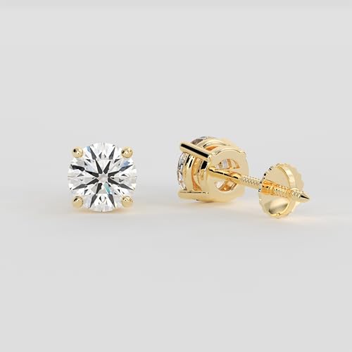IGI Certified 1 Carat Round Lab Grown Diamond Stud Earrings For Women & Men, VVS2 Clarity E Color, 14K White Gold Four-Prong Screw-Back4