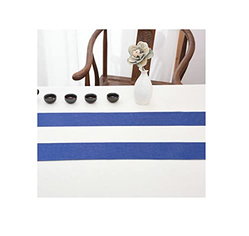 Chemin de table de Noël bleu et blanc 32x260 cm | Décoration table longue