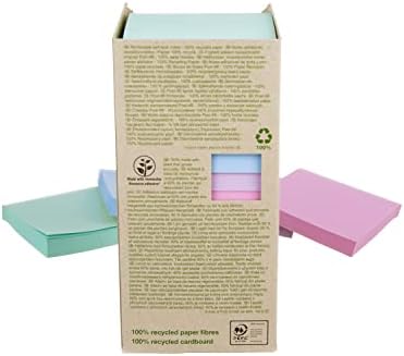 Post-it Recycled Notes - green,blue,purple,pink Pack Of 16 Pads, 100 Sheets Per Pad, 76 mm x 76 mm