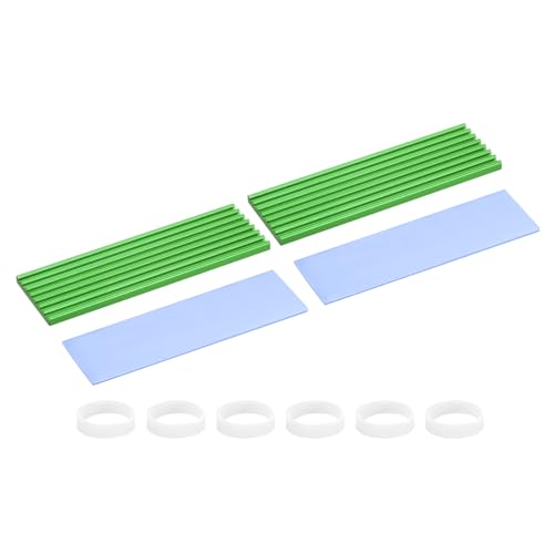 PATIKIL M.2 2280 Nvme SSD Heatsink 70x22x3mm, 2 Set Radiator Cooler Aluminum Heat Sink Cooling Fin with Thermal Pad/Tape/Rubber Ring for Laptop Electronics CPU Led, Green