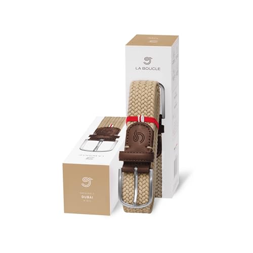 Ceinture Dubaï élastique en polyester beige tressé souple taille XL - 3