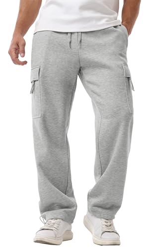 Sailwind Men's Fleece Cargo Sweatpants Casual Loose Fit Heavyweight Pants with Pockets2