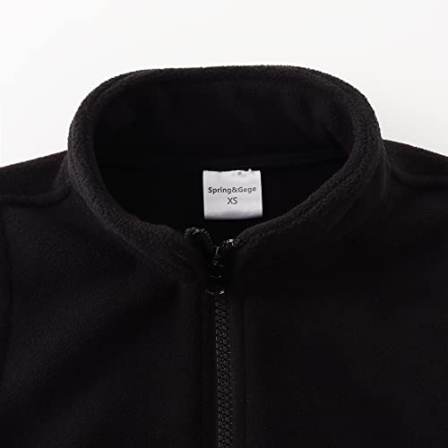 Spring&Gege Boys Full Zip Polar Fleece Vest Sleeveless Outwear Lightweight Warm Jacket With Pockets, Black, 9-10 Years #TOP3