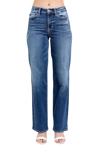 Judy Blue High Waist Dark Wash 90's Straight Leg, Inseam 32