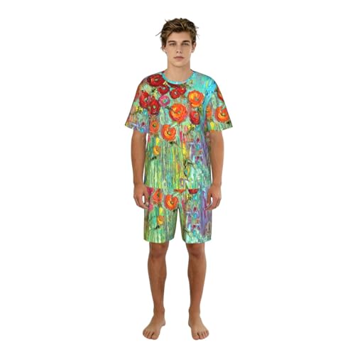 Pyjama court hommes anti-chaleur : ensemble d'été ultra léger