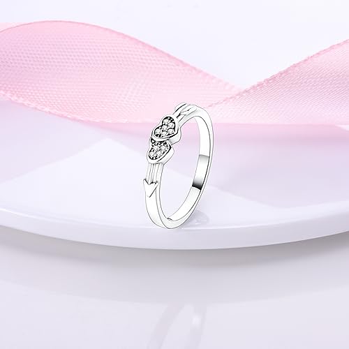 Hapour 925 Sterling Silver Rings for Women, Eternity Stacking Ring CZ Heart Cross Wedding Anniversary Promise Engagement Statement Ring, Animal Cat Flower Bee Daisy Ring Birthday Xmas Gift for Her3