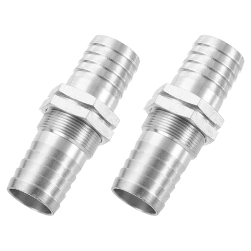 QUARKZMAN 2 Piezas De Racor para Manguera De 3/4', Unión Recta Hexagonal De Latón para Agua Combustible Aire Tanque De Mamparo, Color Plateado