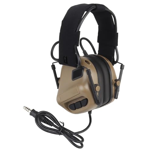 AHTCPO Auriculares Tácticos de Comunicación, con Orejeras Plegables y Cancelación de Ruido, para Comunicación en Tiro y Caza(Brown)