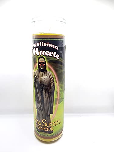 Holy Death 7 Day Yellow Candle -Veladoras Para La Santa Muerte, Santa Muerte Veladora-Santisima Muerte-7 Day Candle- Devotional Candle- Yellow Candle- Good Luck And Financial Prosperity #TOP2