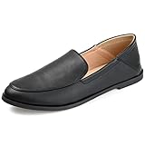 Journee Collection Corinne Tru - Mocasines planos de espuma cómodos para mujer, de ancho medio y ancho, sin cordones, puntera de almendra, Negro -, 39 EU