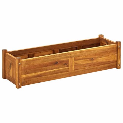 vidaXL Arriate Rectangular de Madera de Acacia 100x30x25 cm Marrón Macetero