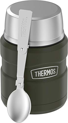 Thermos SK3000AGTRI4 King Food Jar with Folding Spoon, Stainless Steel, Army Green