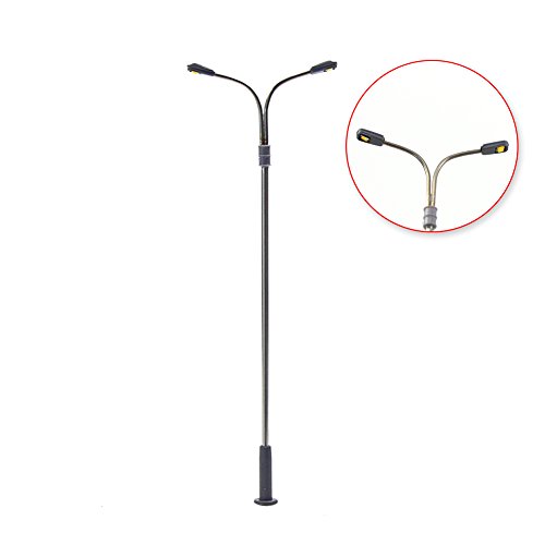 Evemodel LQS13 10 STK. Modell Bahn Doppelpeitschenlampen LED Beleuchtung 100mm Spur H0 Straßenlampe Flexible Höhe 3v – Bild 7