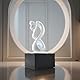 Zen’Light - Moderner Zimmerbrunnen Amor Schwarz&Weiß mit Farbigem LED-Licht - Abnehmbare Skulptur - Zeitgenössische Innendekoration - Geschlossener Kreislauf mit Rotierender Kugel - 31x14x14cm