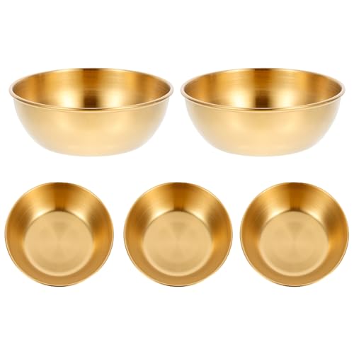 Miibiscolit 5 Piece/set Stainless Steel Sauce Dishes, Mini Round Appetizer Plates, Sushi Dipping Bowls