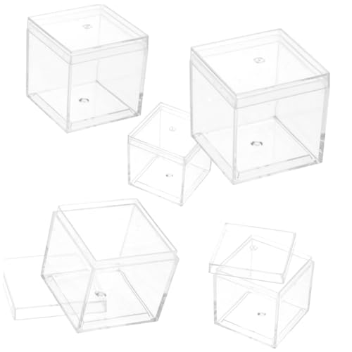 OUNONA Jewelry Specimen Display Box 12pcs Set 3.3cm Square Plastic Mini Figure Storage Case Food Grade Safety