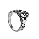 Celtic Claddagh Ring, Irish Heart Promise Anniversary Ring, Stainless Steel Heart Crown with Trinity Knot Jewelry (8)