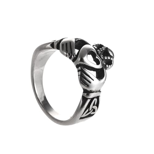 Celtic Claddagh Ring, Irish Heart Promise Anniversary Ring, Stainless Steel Heart Crown with Trinity Knot Jewelry (12)