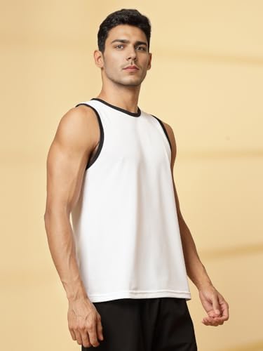 Image of CHKOKKO Men Polyester Solid Gym Regular Fit Tank Tops Sleeveless Sports Vest