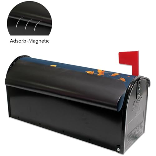 Image of Wamika Welcome Fall Blue Magnetic Mailbox Covers Porcelain Pumpkin Maple Leaves Mailbox Cover Over Size Full Magnet Garden Yard Porch Mail Boxes Cover Holiday Decorations 25 inch L x 21 inch W
