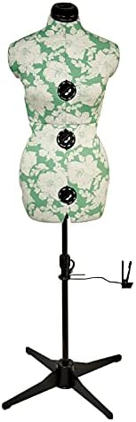 Sewing Online Adjustable Dressmakers Dummy, in a Green Hollyhock Fabric with Hem Marker, Dress Form Sizes 10 to 16 - Pin, Measure, Fit and Display your Clothes on this Tailors Dummy - 5908A