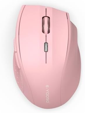 E-YOOSO Wireless Mouse for Laptop, Portable Optical Computer Mouse, 6 Buttons, Cordless 2.4GHz with USB Receiver, 5-Level 4800 DPI, 18 Months Battery Life, for PC, Chromebook, Windows, Mac(Pink)