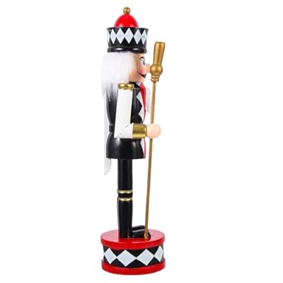 Lurrose Cascanueces Navideño de Madera Tradicional de 30 CM Soldado Báculo Negro Decoración Festiva para Escritorio y Ventanas Adorno Artesanal para Hogar y Fiesta de Navidad | Ya disponible en tu tienda friki favorita! En mundofriki.es!