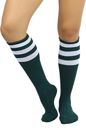 Image of ToBeInStyle Women's Premium Below Knee Athletic Socks w /Contrasting Wide Stripes