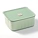 BUYDEEM Ceramic Food Storage Container with Airtight Lid, 28 oz Bento Lunch with Airlock Lid, Stackable Bento Box Microwaveable, Reusable and Dishwasher Safe, for Office Work and Travel, Cozy Greenish