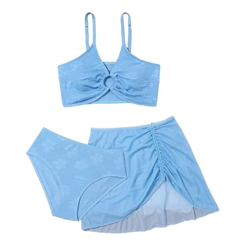 Maillot de bain enfant fille 3 pièces avec chapeau de soleil anti-UV pour l'été 3-10 ans