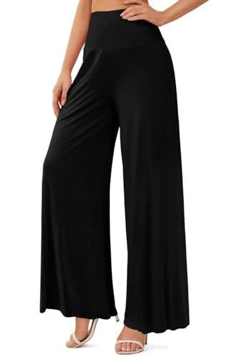 JZC Women's Palazzo Lounge Pants Stretchy Wide Leg Casual Pants Comfy High Waist Flowy Pants S-3XL