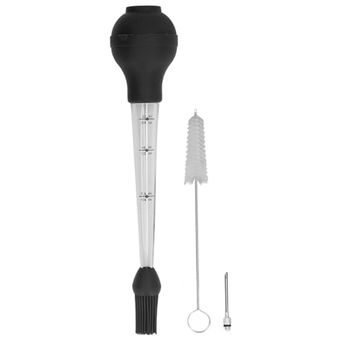 Turkey Baster, Stainless Steel Baster Tool Baster for Cooking Large Turkey Baster with Cleaning Brush and Needle for Meat Beef Chicken (Black)