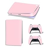 Skin Sticker Compatible with PS5 Console, Pink Cover Protective Vinyl Decal for Digital Edition Controller
