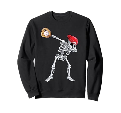 Dabbing Skeleton Baseball Halloween Player Catcher Pitcher Sudadera