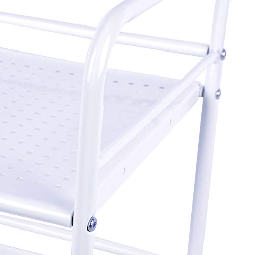 DRM 3 Tier Rolling Storage Trolley Cart Utility Cart Salon Trolley Cart with Wheels, Spa System Storage Cart Salon Beauty Trolley Cart, White