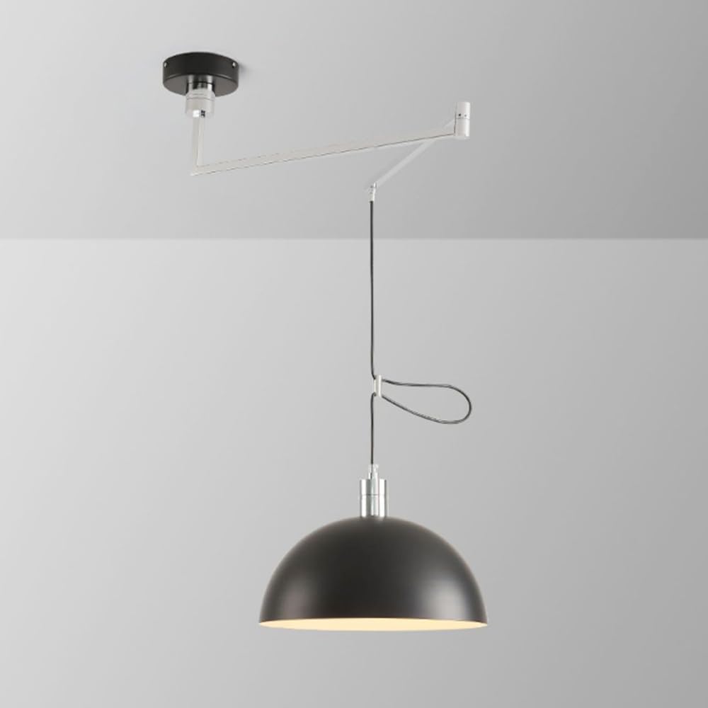 HYJAUSXB Pendant Light Fixture - Adjustable Dome Hanging with Semi-Circular Metal Lampshade Swing Arm Chandelier for Dining Room