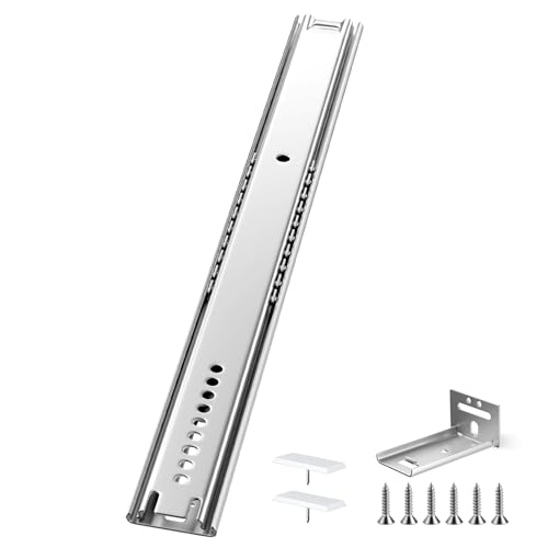 Ubisin 4 Pcs 16 Inch Center Mount Drawer Slides Heavy Duty Bottom Mount Drawer Slides for Cabinet and Dresser 3/4 Extension Glide Tracks