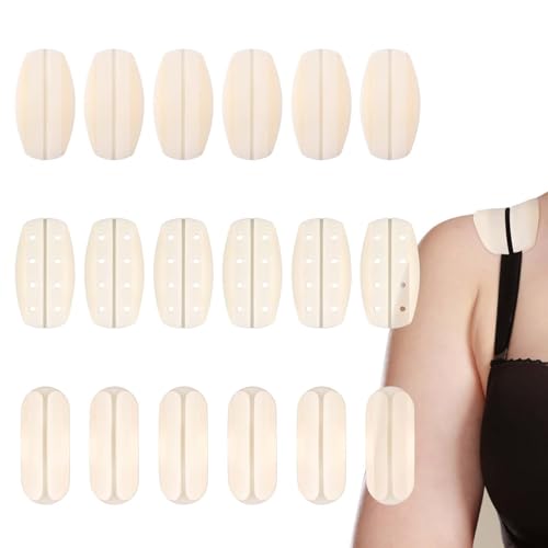 18pcs Bra Strap Cushion, Silicone Anti-Slip Shoulder Dents Pads Band Reducer Soft Protectors Accessories Keep from Slipping Off Bra Strap Holders for Slipping (Skin Color)