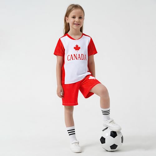 Image of Unisex Kids Soccer Jersey and Shorts Kit 2-Piece Set Boys Girls Football Outfits for Little Athlete 2-14 Years