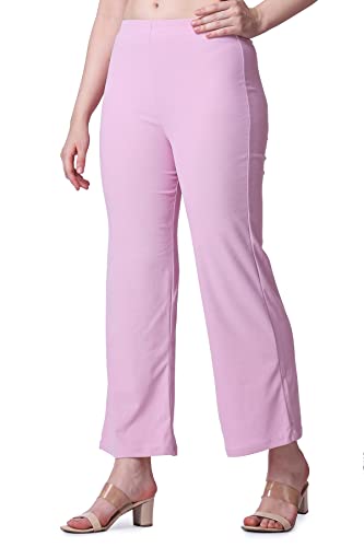Image of POPWINGS Formal Casual Solid Trousers for Women || Work Trousers for Women || Pull On Trousers for Women || High Waist Plain Women Trousers for Summer